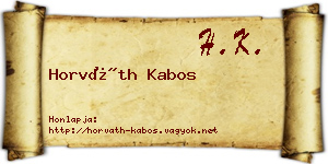 Horváth Kabos névjegykártya